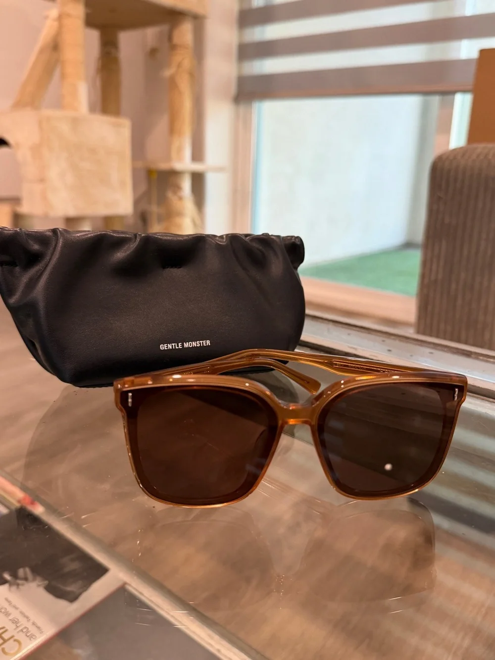 Gentle Monster Brown Square Sunglasses with case